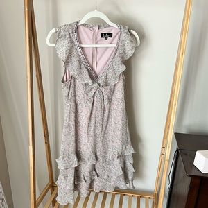 Lulus chiffon floral mini dress, lilac/light pink